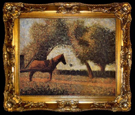 framed  Georges Seurat The Harness Carriage, ta009-2