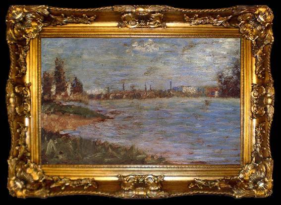 framed  Georges Seurat Two Sides of the river, ta009-2