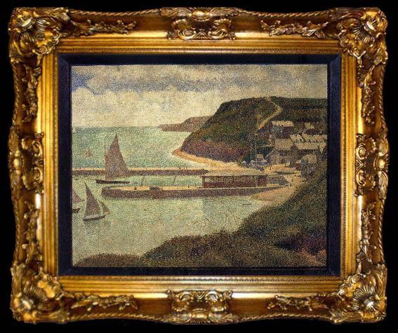 framed  Georges Seurat The Flux of Port en bessin, ta009-2