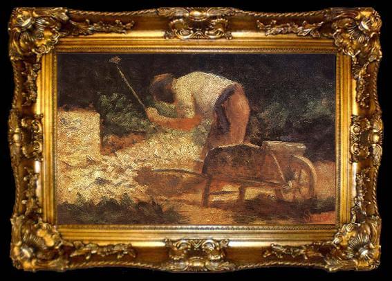 framed  Georges Seurat The Worker Break up the Stone, ta009-2