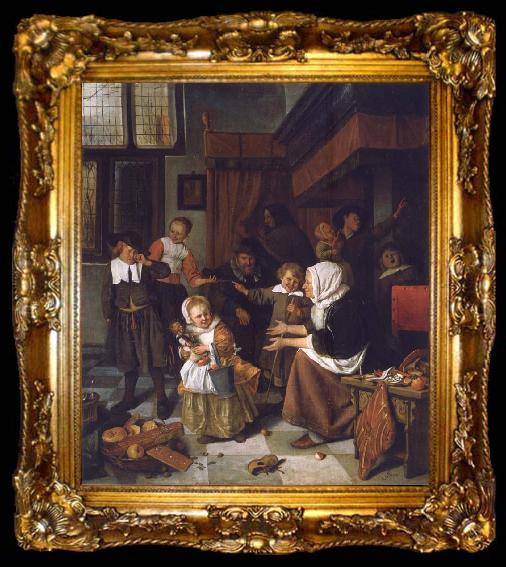 framed  Jan Steen The Feast of St Nicholas, ta009-2