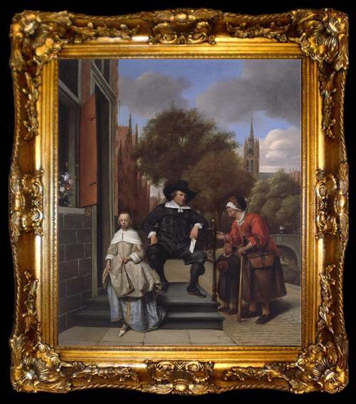 framed  Jan Steen A Delf burgher and his daughter, ta009-2