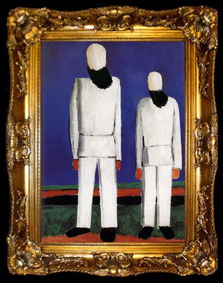 framed  Kasimir Malevich Two men portrait, ta009-2