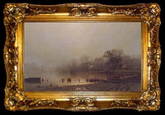 framed  Lev Kamenev The Red Pond in Moscow in Automn, ta009-2