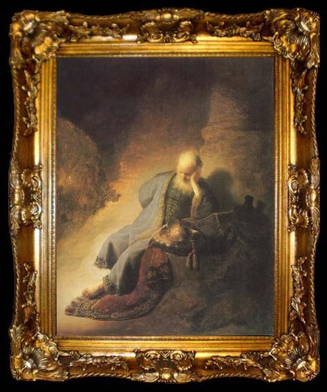 framed  REMBRANDT Harmenszoon van Rijn The Prophet Jeremiab Mourning over the Destruction of Jerusalem, ta009-2