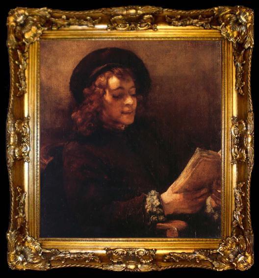 framed  REMBRANDT Harmenszoon van Rijn Titus Reading, ta009-2