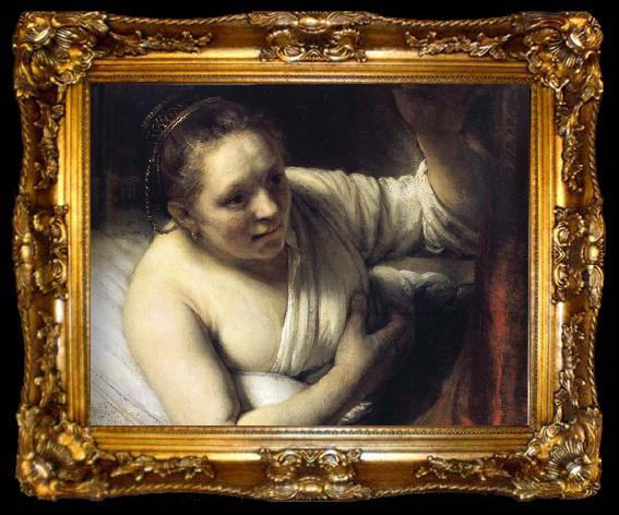 framed  REMBRANDT Harmenszoon van Rijn Young Woman in Bed, ta009-2