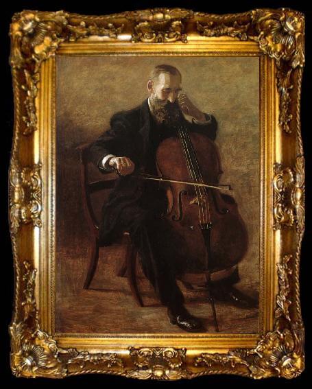 framed  Thomas Eakins Play the Cello, ta009-2