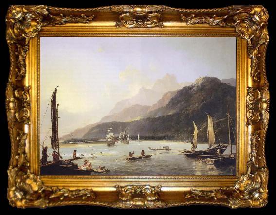 framed  unknow artist A View of Maitavie Bay,in the Island of Otaheite Tahiti, ta009-2