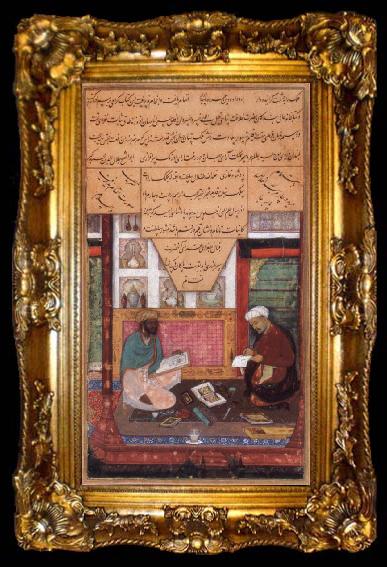 framed  unknow artist The Scribe Abd ur Rahim of Herat ,Known as the Amber Stylus and the painter Dawlat,Work Face to Face, ta009-2