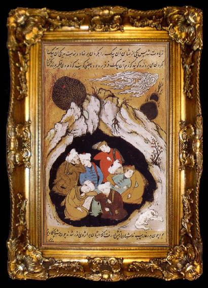 framed  unknow artist The Seven Sleepers in the cave of Ephesus with their dog, ta009-2