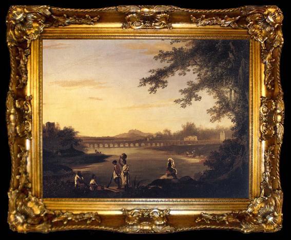 framed  unknow artist A View of Marmalong Bridge with a Sepoy and Natives in the Foreground, ta009-2