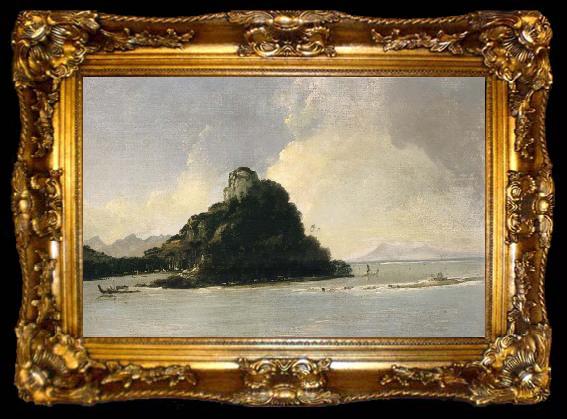 framed  unknow artist View of Owharre Fare Harbour,Island of Huaheine,, ta009-2