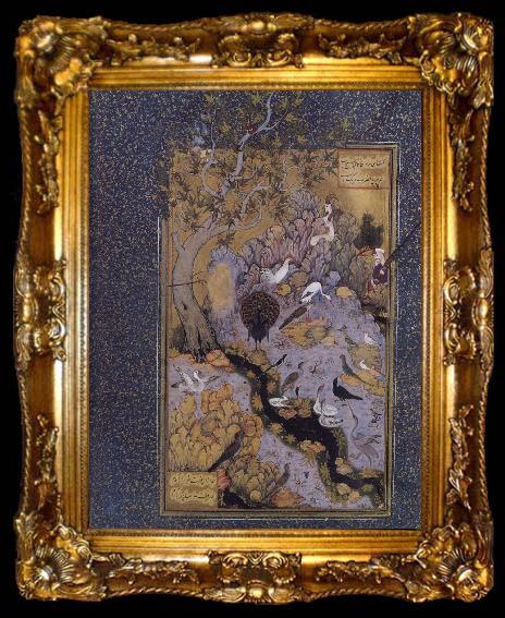 framed  unknow artist The hoopoe addresse the soul birds beneath the Tree of Life Springing up from the fount of life, ta009-2