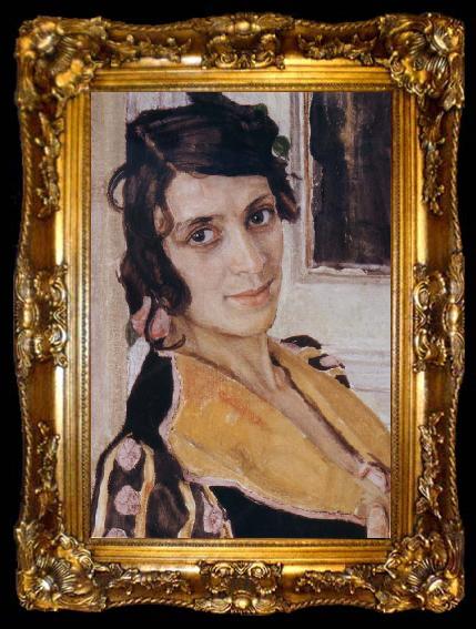 framed  Alexander Yakovlevich GOLOVIN The Spanish woman at Balcony, ta009-2