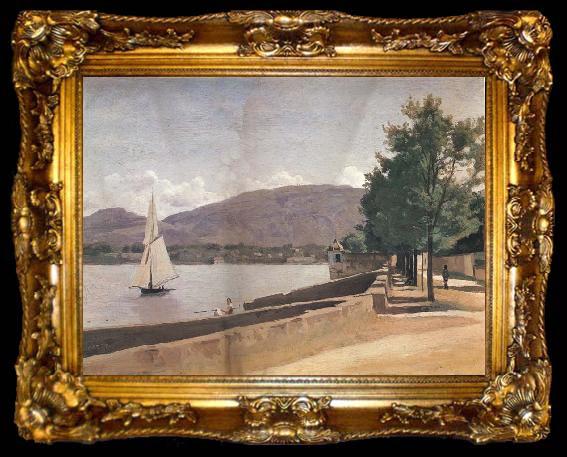 framed  Corot Camille The quai give paquis in geneva, ta009-2