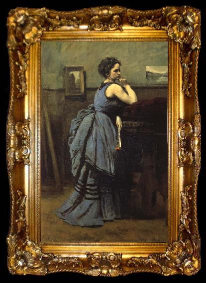 framed  Corot Camille The lady of blue, ta009-2
