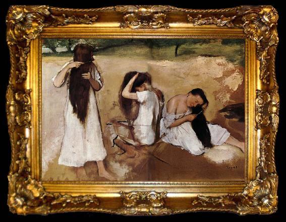 framed  Edgar Degas Girls comb the hair, ta009-2