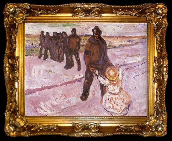 framed  Edvard Munch Worker and Children, ta009-2