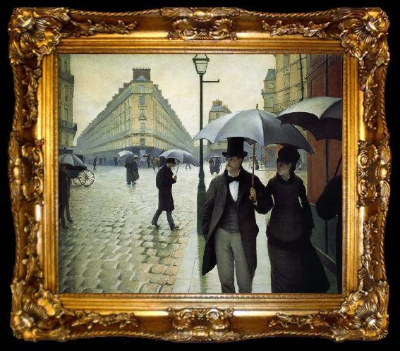 framed  Gustave Caillebotte The raining at Paris street, ta009-2