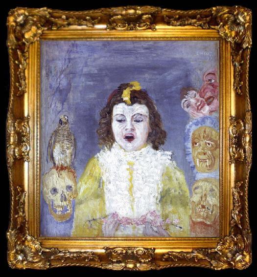 framed  James Ensor The Girl with Masks, ta009-2