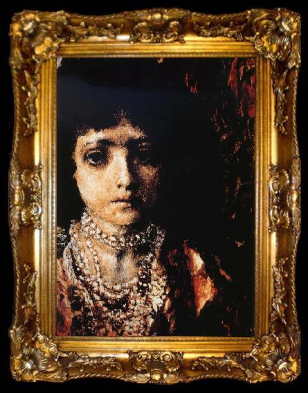 framed  Mikhail Vrubel The Girl in front of Rug, ta009-2