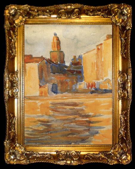 framed  Paul Signac Bell tower, ta009-2