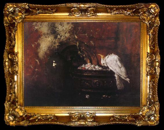 framed  William Merritt Chase Still life and parrot, ta009-2
