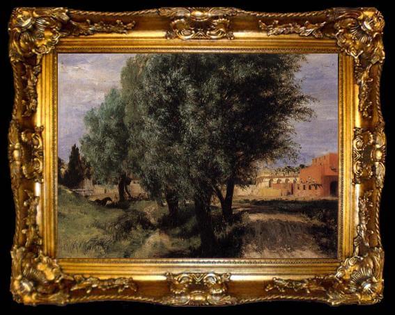 framed  Adolph von Menzel Building Site with Meadow, ta009-2