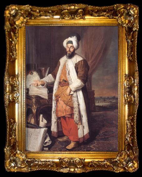 framed  Aved, Jacques-Andre-Joseph Portrait of the Pasha Mehmed Said,Bey of Rovurelia,Ambassador of Sultan Mahmud i at Versailles, ta009-2