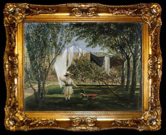 framed  Charles Robert Leslie Child in a Garden with His Little Horse and Cart, ta009-2