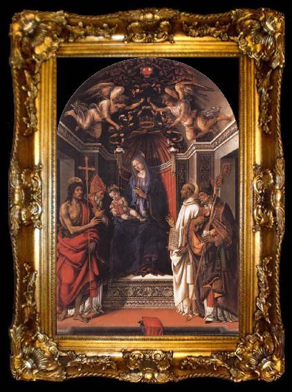 framed  Fra Filippo Lippi Madonna and the child Enthroned with Saint john the Baptist,Victor,Bermard and Zenobius, ta009-2