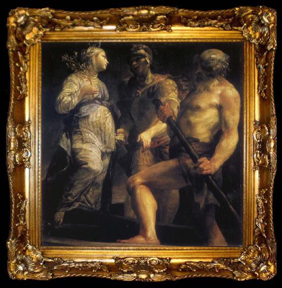 framed  Giuseppe Maria Crespi Aeneas with the Sybil and Charon, ta009-2