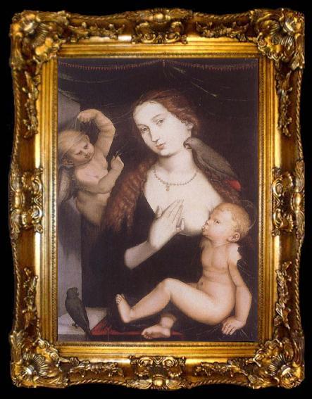 framed  Hans Baldung Grien Virgin and Child with Parrots, ta009-2