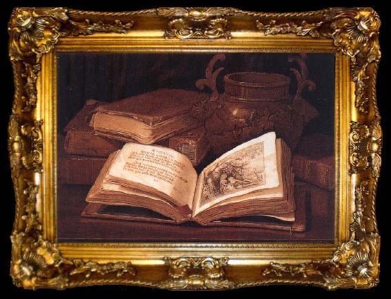 framed  Hirst, Claude Raguet Books and Vase, ta009-2