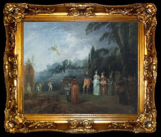 framed  Jean-Antoine Watteau Embarking for Cythera, ta009-2