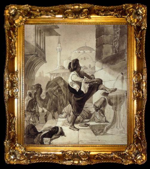 framed  Karl Briullov Midday in a Caravanserai, ta009-2