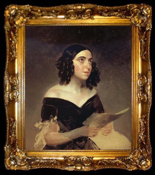 framed  Karl Briullov Portrait of Anna Petrova, ta009-2