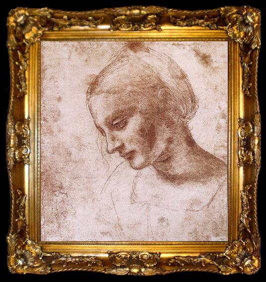 framed  LEONARDO da Vinci Study fur a women head, ta009-2