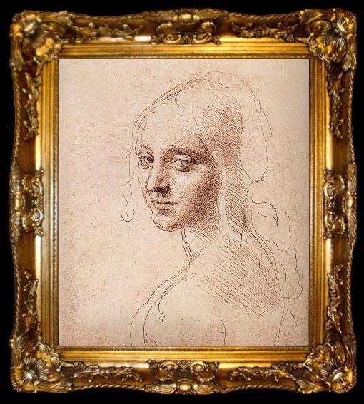 framed  LEONARDO da Vinci Study fur the head of a Madchens, ta009-2