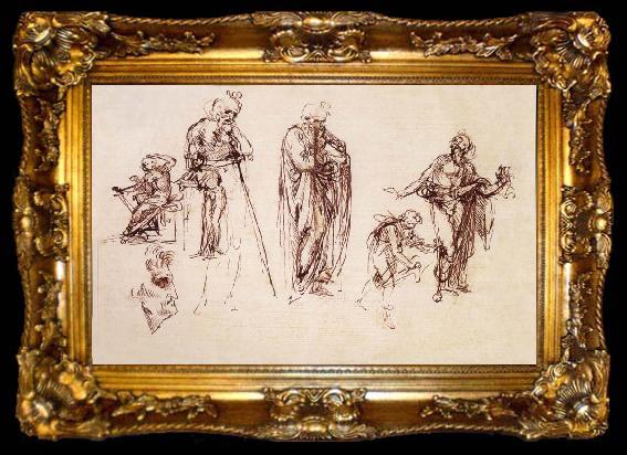 framed  LEONARDO da Vinci Studies fur the adoration of the Konige, ta009-2