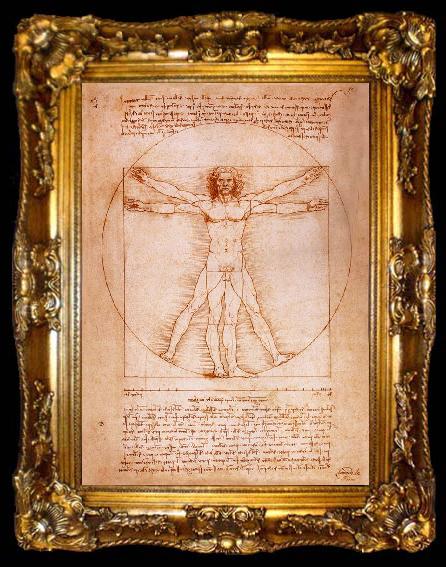 framed  LEONARDO da Vinci Rule fur the proportion of the human figure, ta009-2