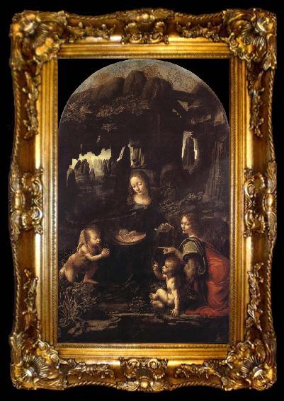 framed  LEONARDO da Vinci Madonna in the rock grotto, ta009-2