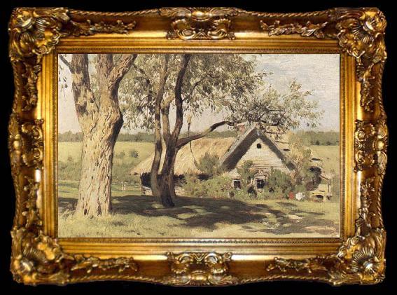 framed  Levitan, Isaak Halfte of first house with breach meadows, ta009-2