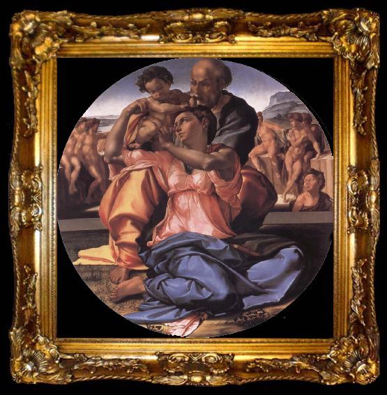 framed  Michelangelo Buonarroti The Holy Family with the Young St.John the Baptist, ta009-2