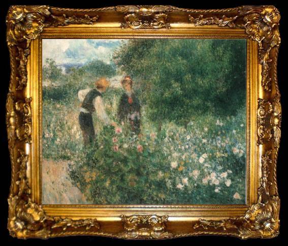 framed  Pierre-Auguste Renoir Picking Flowers, ta009-2