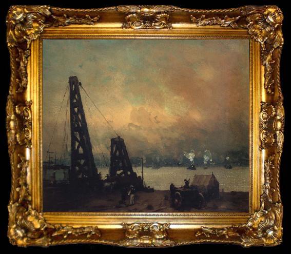 framed  Robert Henri Derricks on the North River, ta009-2