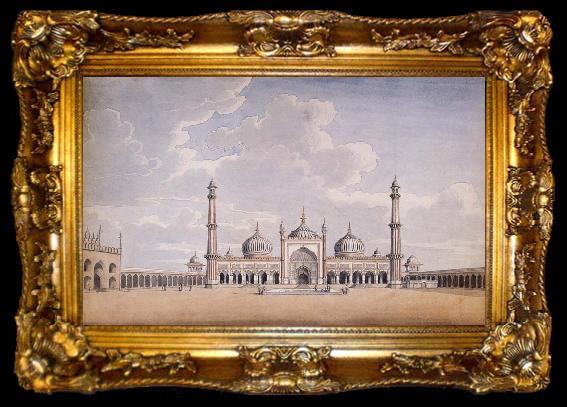 framed  unknow artist View across the Courtyard of  the Jama Masjid in Delhi, ta009-2