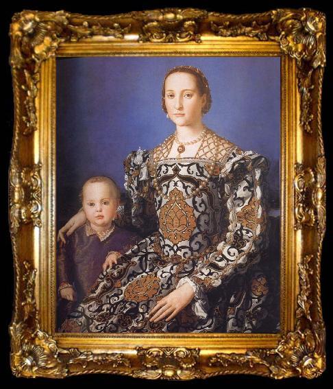 framed  Agnolo Bronzino Portrait of Eleonora da Toledo with her Son Giovanni de-Medici, ta009-2