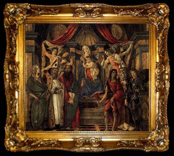 framed  BOTTICELLI, Sandro The Virgin and Child with Four Angels and Six Saints, ta009-2